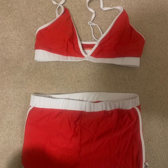 Red sport athletic bikini shorts - Picture 2 of 2